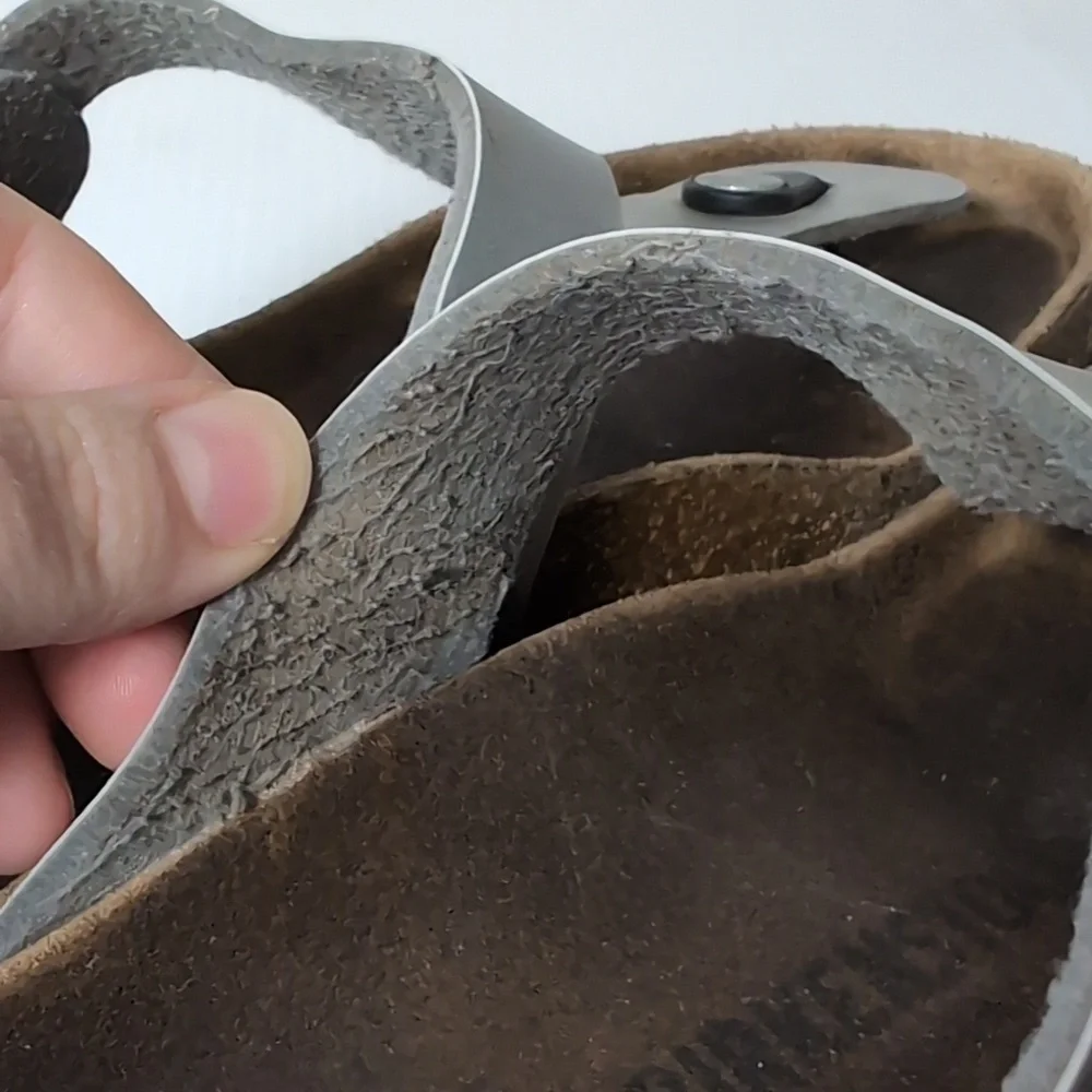 Birkenstock Silver Gizeh Birko-Flor Sandals Size 39 US 8.5
